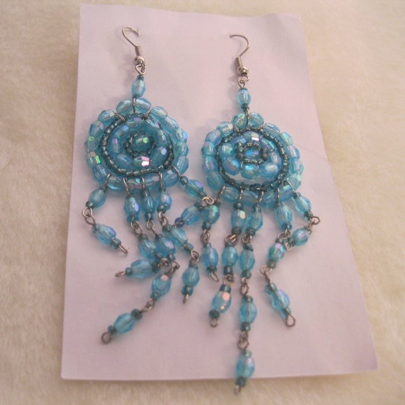 4/20 🌻 Handmade Beaded Boho Turquoise Earrings - Picture 3 of 3